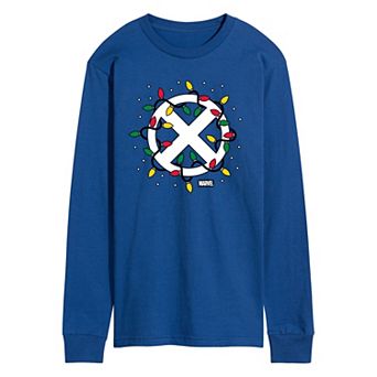 Men's X-Men Logo Christmas Lights Long Sleeve Graphic Tee