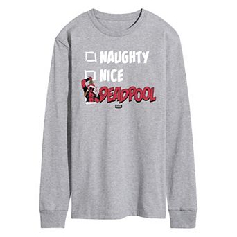Men's Deadpool Naughty & Nice List Long Sleeve Graphic Tee