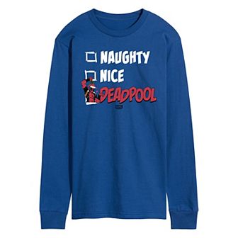 Men's Deadpool Naughty & Nice List Long Sleeve Graphic Tee