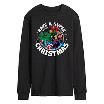 Men's Marvel Have A Super Christmas Long Sleeve Graphic Tee