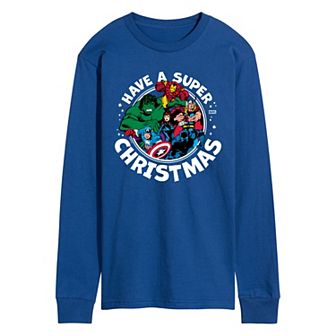 Men's Marvel Have A Super Christmas Long Sleeve Graphic Tee