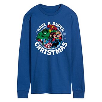 Men's Marvel Have A Super Christmas Long Sleeve Graphic Tee