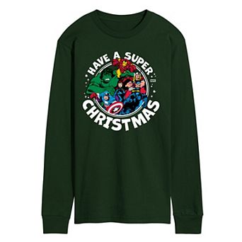 Men's Marvel Have A Super Christmas Long Sleeve Graphic Tee