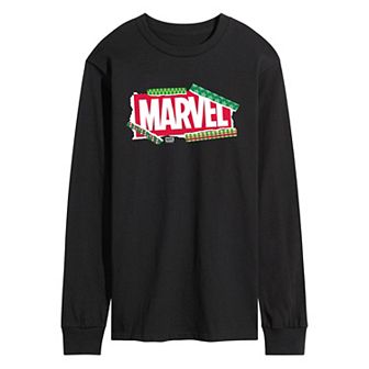 Men's Marvel Logo Christmas Long Sleeve Graphic Tee