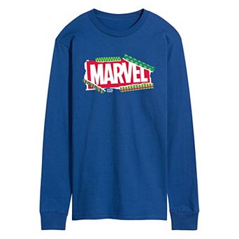 Men's Marvel Logo Christmas Long Sleeve Graphic Tee