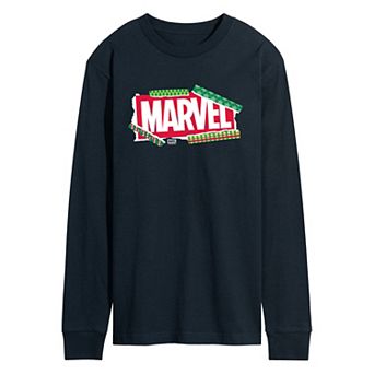 Men's Marvel Logo Christmas Long Sleeve Graphic Tee