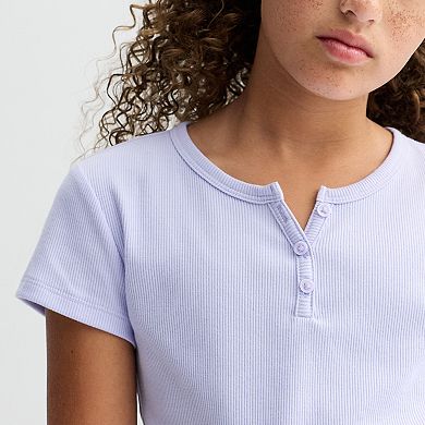 Juniors' SO® Short Sleeve Henley Tee in Regular & Plus Size