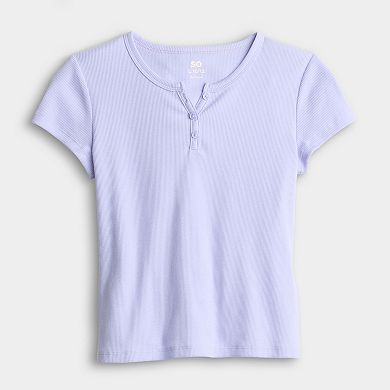 Juniors' SO® Short Sleeve Henley Tee in Regular & Plus Size