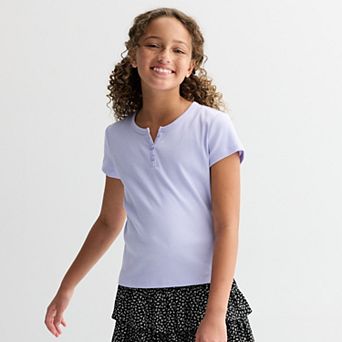 Juniors' SO® Short Sleeve Henley Tee in Regular & Plus Size