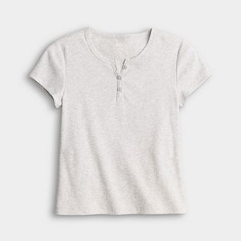 Juniors' SO® Short Sleeve Henley Tee in Regular & Plus Size