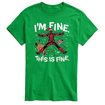 Men's Deadpool I'm Fine This Is Fine Christmas Graphic Tee