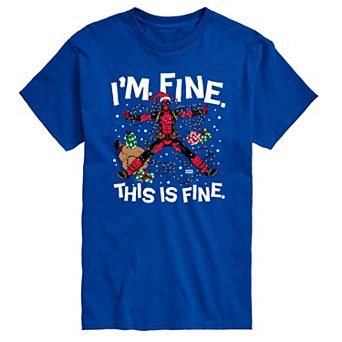 Men's Deadpool I'm Fine This Is Fine Christmas Graphic Tee