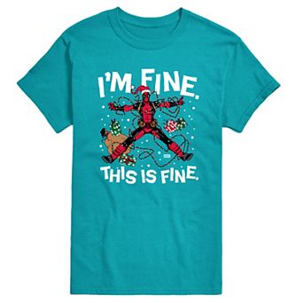 Men's Deadpool I'm Fine This Is Fine Christmas Graphic Tee