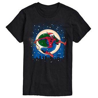 Men's Spider-Man Swinging Through As Santa Graphic Tee