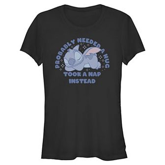 Juniors' Disney's Lilo & Stitch Probably Needed A Hug Took A Nap Instead Graphic Tee