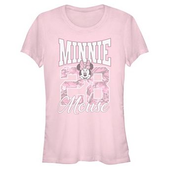 Juniors' Disney's Minnie Mouse 28 Camo Print Graphic Tee