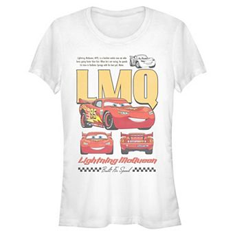 Juniors' Disney / Pixar's Cars Lightning McQueen LMQ Built For Speed Graphic Tee