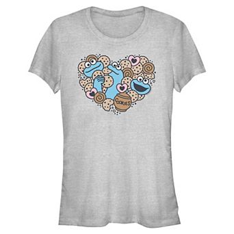 Juniors' PBS Kids Sesame Street Cookie Monster Cookie Heart Graphic Tee