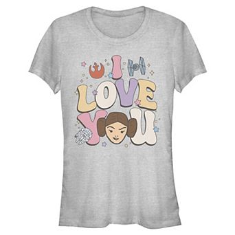Juniors' Star Wars Princess Leia I Love You Graphic Tee