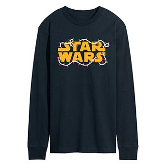 Men's Star Wars Logo Christmas Lights Long Sleeve Graphic Tee