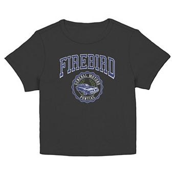 Juniors' General Motors Pontiac Firebird Collegiate Graphic Baby Tee