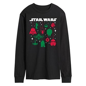 Men's Star Wars Logo Christmas Ornaments Long Sleeve Graphic Tee
