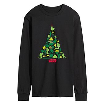 Men's Star Wars Christmas Tree Silhouette Long Sleeve Graphic Tee