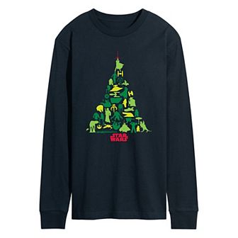 Men's Star Wars Christmas Tree Silhouette Long Sleeve Graphic Tee