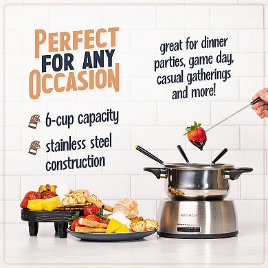 Nostalgia Electrics 6-Cup Electric Fondue Pot with Removable Pot & 6 Forks