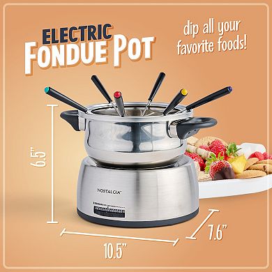 Nostalgia Electrics 6-Cup Electric Fondue Pot with Removable Pot & 6 Forks