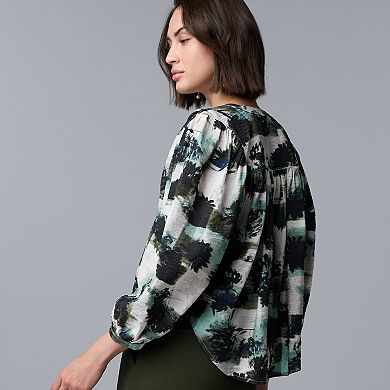 Women's Simply Vera Vera Wang Shirred Balloon Sleeve Shirt