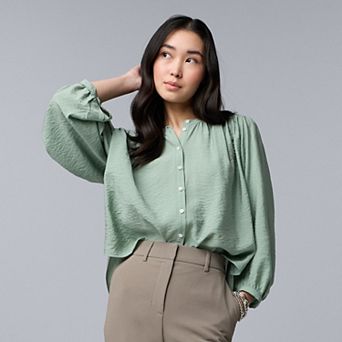 Women's Simply Vera Vera Wang Shirred Balloon Sleeve Shirt