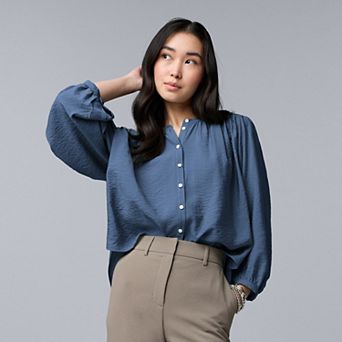 Women's Simply Vera Vera Wang Shirred Balloon Sleeve Shirt
