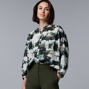 Women's Simply Vera Vera Wang Shirred Balloon Sleeve Shirt