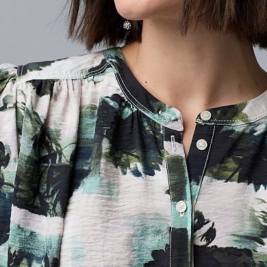 Petite Simply Vera Vera Wang Shirred Balloon Sleeve Shirt