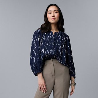 Petite Simply Vera Vera Wang Shirred Balloon Sleeve Shirt