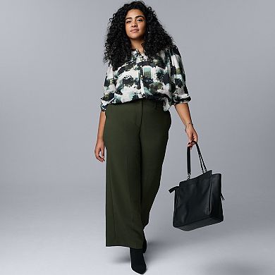 Plus Size Simply Vera Vera Wang Luxe Crepe Wide Leg Trousers