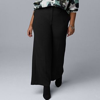 Plus Size Simply Vera Vera Wang Luxe Crepe Wide Leg Trousers