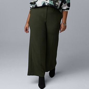 Plus Size Simply Vera Vera Wang Luxe Crepe Wide Leg Trousers