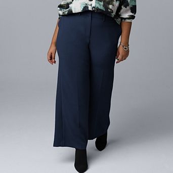 Plus Size Simply Vera Vera Wang Luxe Crepe Wide Leg Trousers