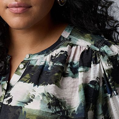 Plus Size Simply Vera Vera Wang Shirred Balloon Sleeve Top