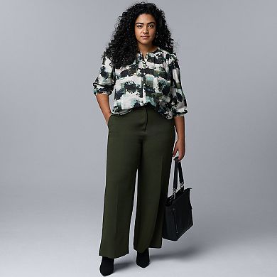 Plus Size Simply Vera Vera Wang Shirred Balloon Sleeve Top