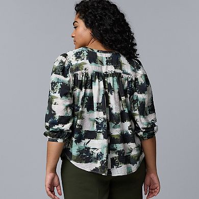 Plus Size Simply Vera Vera Wang Shirred Balloon Sleeve Top