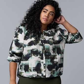 Plus Size Simply Vera Vera Wang Shirred Balloon Sleeve Top