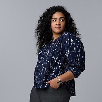 Plus Size Simply Vera Vera Wang Shirred Balloon Sleeve Top