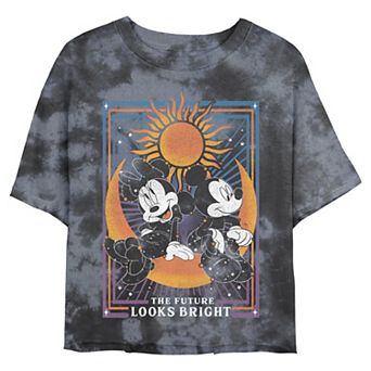 Juniors' Disney's Mickey Mouse & Minnie Mouse The Future Looks Bright Cropped Graphic Tee
