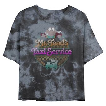 Juniors' Disney's Mr. Toad's Taxi Service Stamp Cropped Graphic Tee