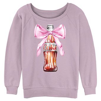 Juniors' Diet Coke Pink Bow Graphic Pullover