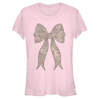 Juniors' Camo Print Bow Graphic Tee