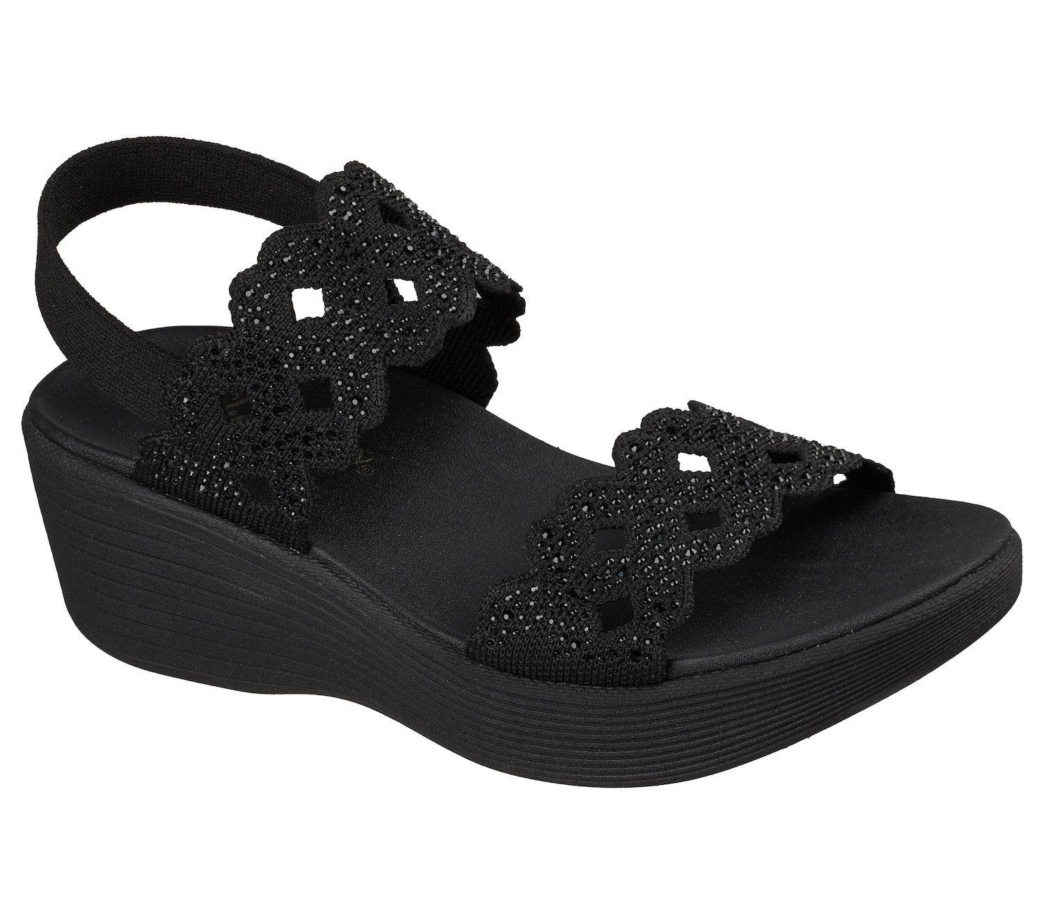 Женские сандалии Skechers Parallel Lite Sassy Dayz Slip-On Wedge, цвет: Чёрный — фото 1